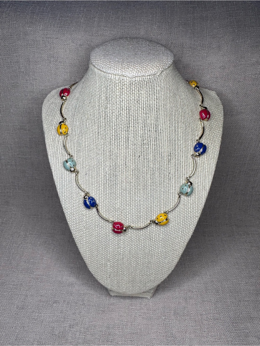 Multicolor Enamel Ladybug Station Necklace - Picture 2 of 6